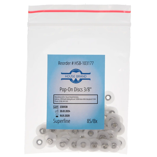 HSB Sof-Lex Type Pop-On polishing discs 3/8" Superfine Light Blue 85/Pk