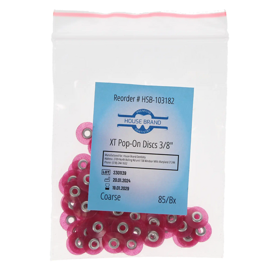 HSB Sof-Lex XT Type Pop-On polishing discs 3/8" Coarse Pink 85/Pk