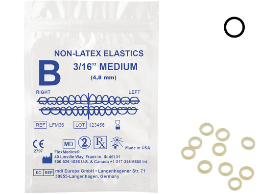 Intraoral elastics Rubber Bands, Latex-Free Medium 4.5oz 50/PK