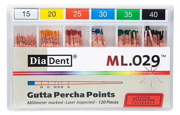 Gutta Percha Points – ISO Sized, Nonmarked, Spill-Proof and Slide, 120/Pkg, Size # 25