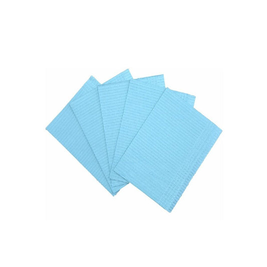 D2: Dental Bibs 2 Ply tissue 1 Ply poly 500/cs Blue-PP129-B