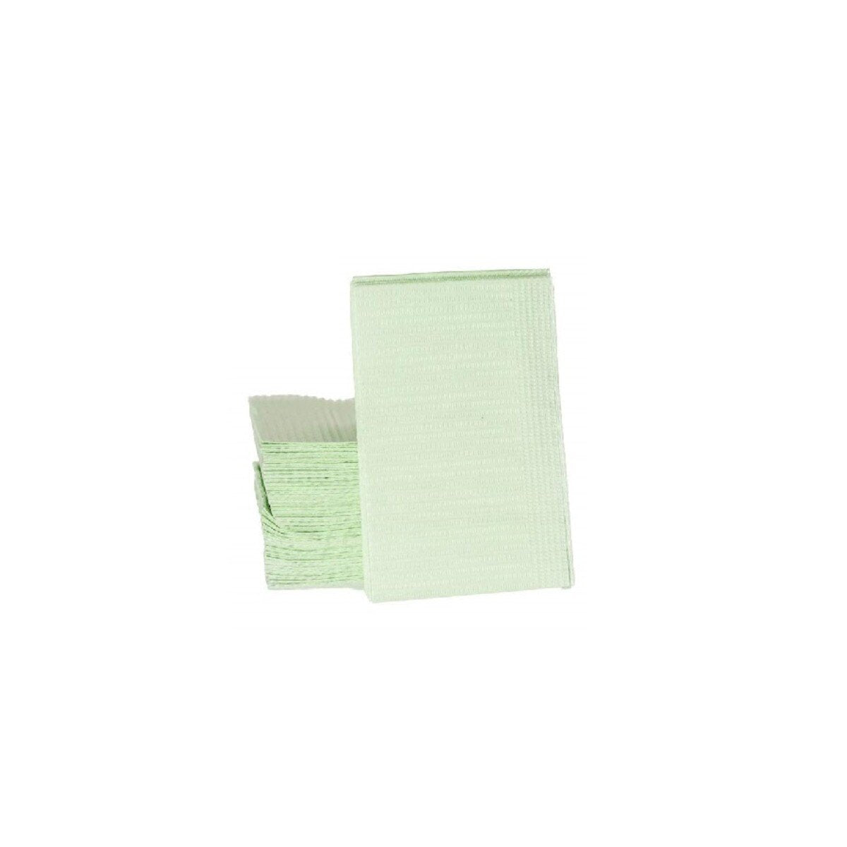 D2: Dental Bibs 2 Ply tissue 1 Ply poly 500/cs Green-PP129-G