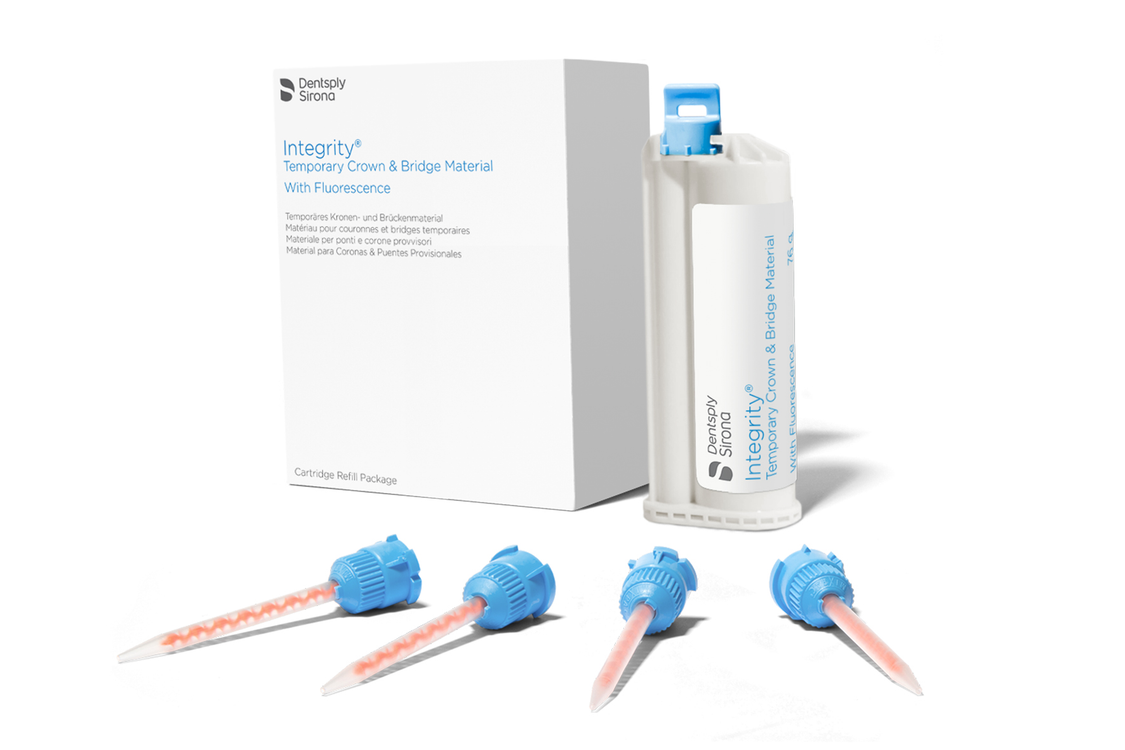 Integrity Temporary Crown and Bridge Material with Fluorescence, 76 g Cartridge Refill with Mixing Tips, Shade  C2