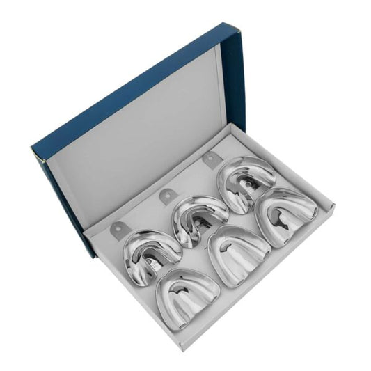 J&J Metal Impression Tray Solid Set 6 /Box#40-1200