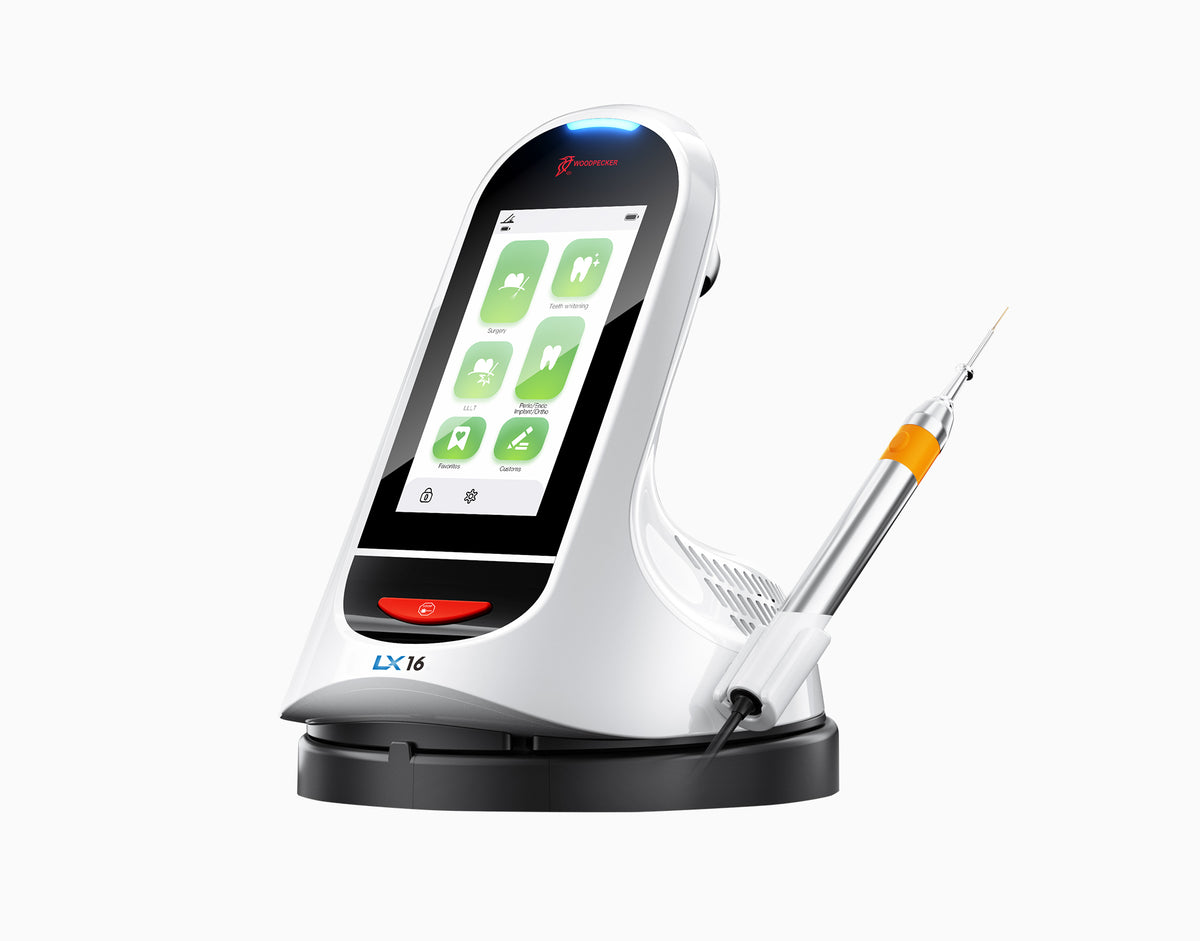 Woodpecker LX16 dual-wavelength 976 nm and 650 nm dental diode laser front product view
