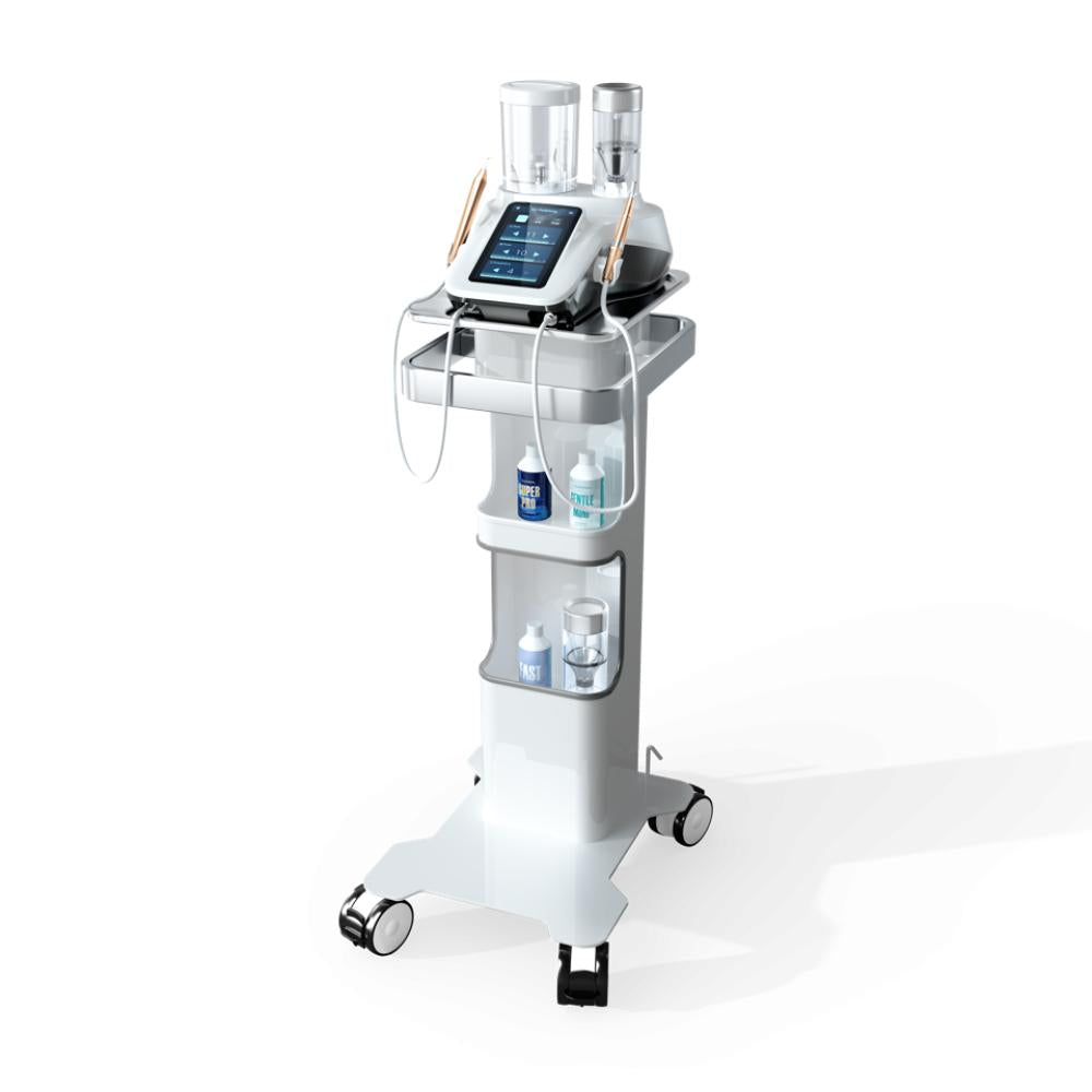Woodpecker PT-B ultrasonic scaler and air polisher displayed on the TC-6 dental trolley