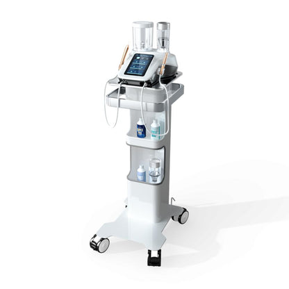 Woodpecker PT-B ultrasonic scaler and air polisher displayed on the TC-6 dental trolley