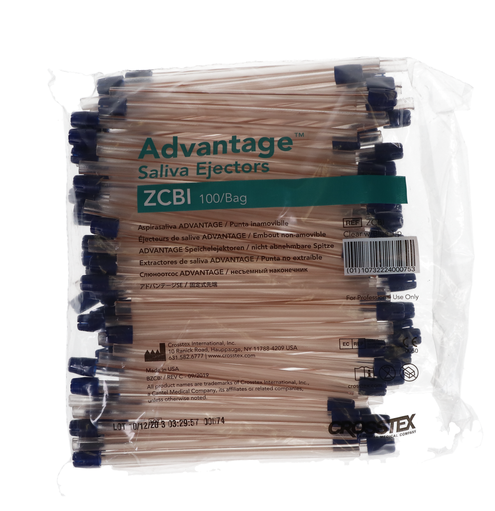 Crosstex: Advantage Saliva Ejectors Clear / Blue 1000/cs - ZCBI