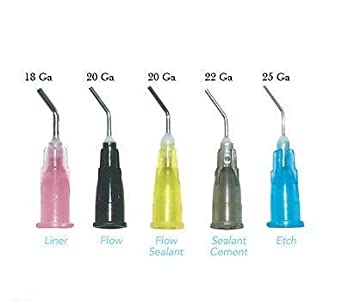 Pre Bent Needles Dispensing Tips Applicator , 100/Pk (Flowable Tip,Etch Tip ,Sealant,Liner,Sealant Cement Tips) - Blue