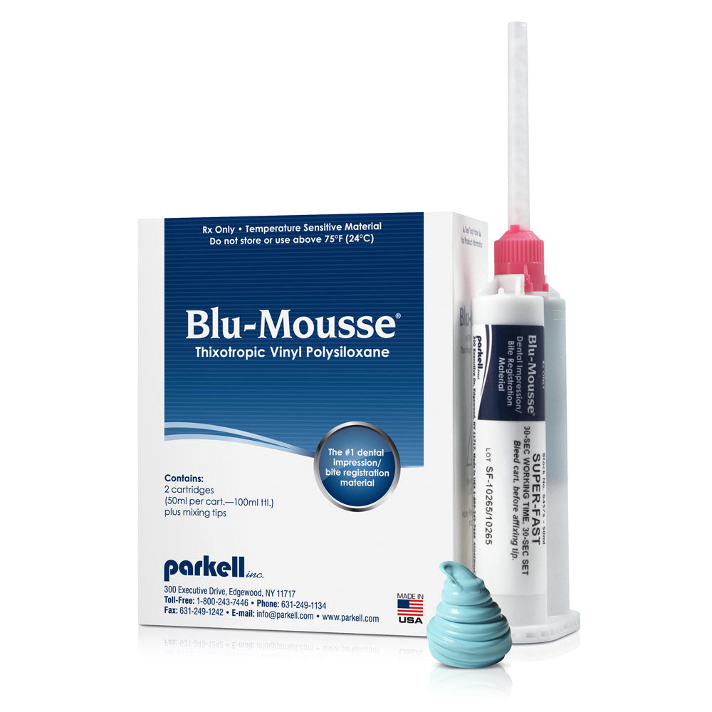 Parkell Blu-Mousse Bite Registration Super-Fast  2x50ml w 6 Mixing Tips #S457S