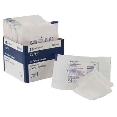 Curity™ 2 x 2 Sterile Gauze All Purpose Sponges 4 Ply, #8042 25/pk - 1/Box - Covidien