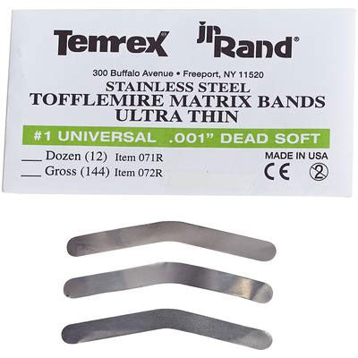 Tofflemire Matrix Bands, Dead Soft .001 Thickness #1 Universal , 36/Pk