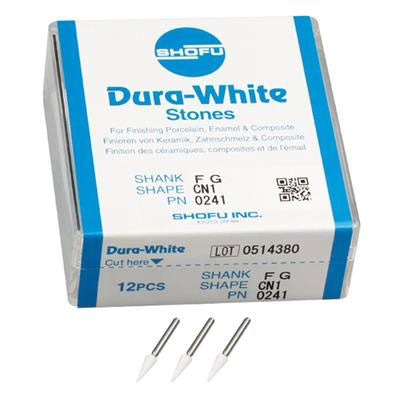 Dura White Stone, FG, Pointed Cone, CN1, 12/pk #0241