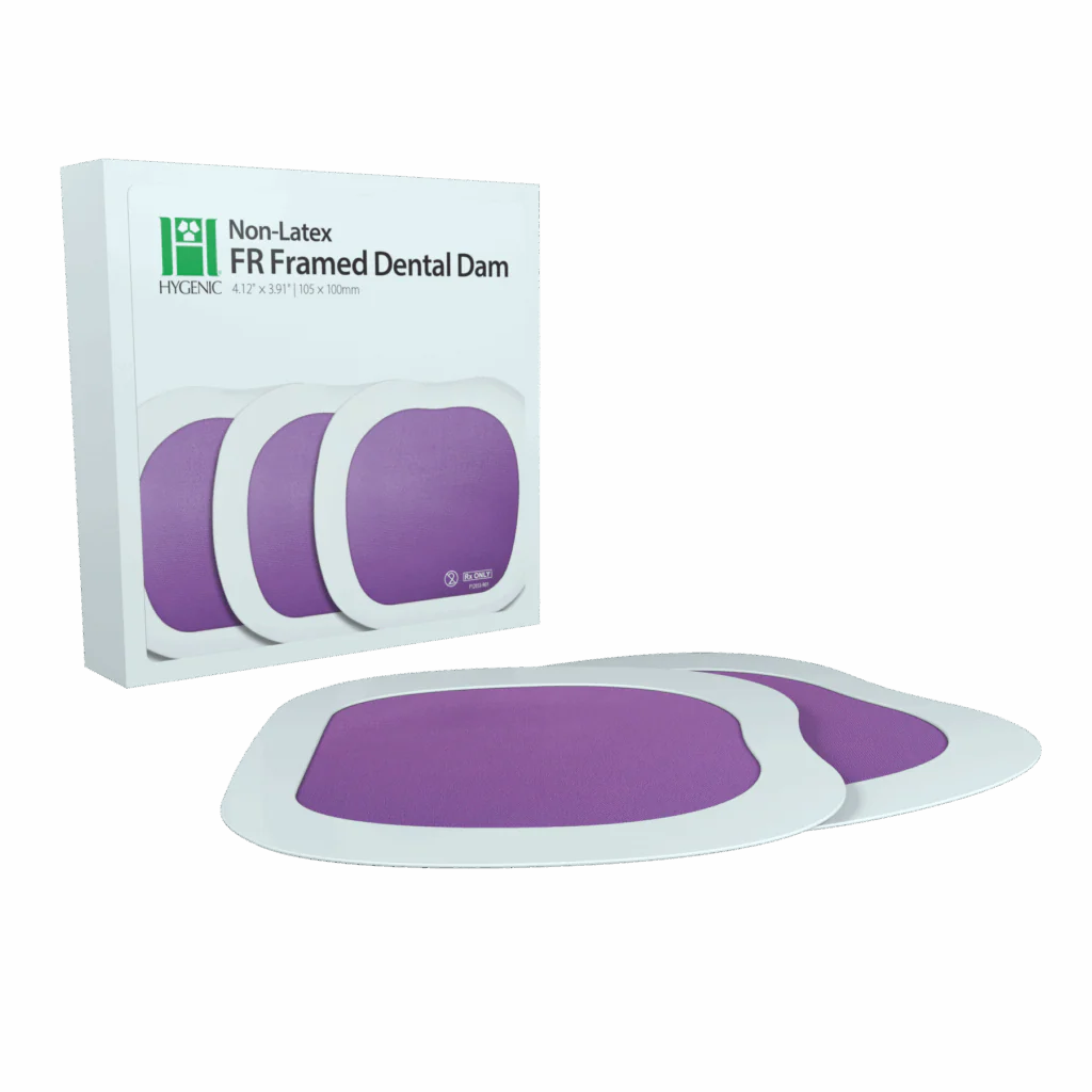 (**Buy 4+2 Free**)Hygenic ,Flexi Dam Non-Latex, 5" X 5", Framed Rubber Dam, Purple, 20/PCS #15514