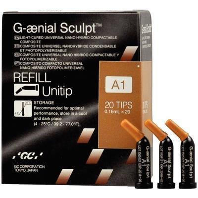 GC America G-aenial Sculpt LC Compactable Composite Unitip Refill - 0.16 ml - Bleach White (10/Pk)
