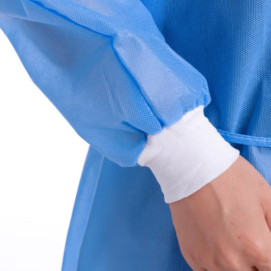 Isolation Gowns Knitted Cuff Blue 10/Pk
