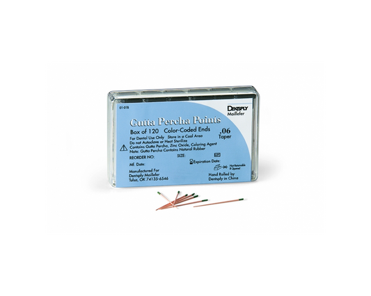 Gutta Percha Points – Tapered, Hand Rolled, Color Coded, 20 Points/Vial, 6 Vials/Box, 0.04 Tapered, SIze #15