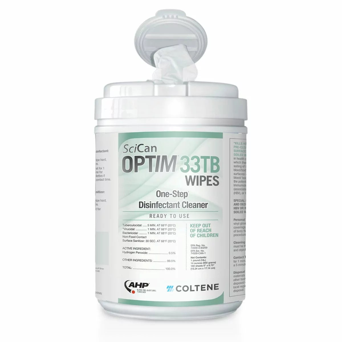 Optim 33TB Unscented Wipes Surface Cleaner Disinfectant 160/Can #SCI33W12