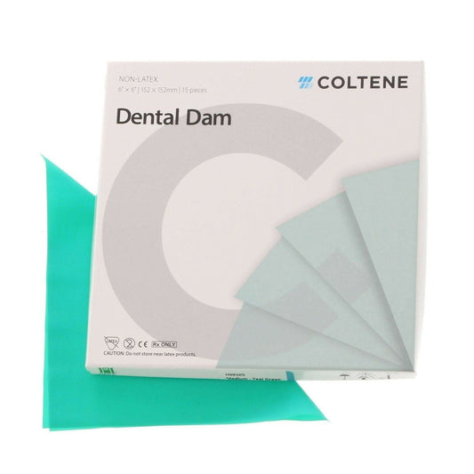 Coltene Non-Latex Dental Dam Medium Teal Green 6"x6" 15/Pk #H09105