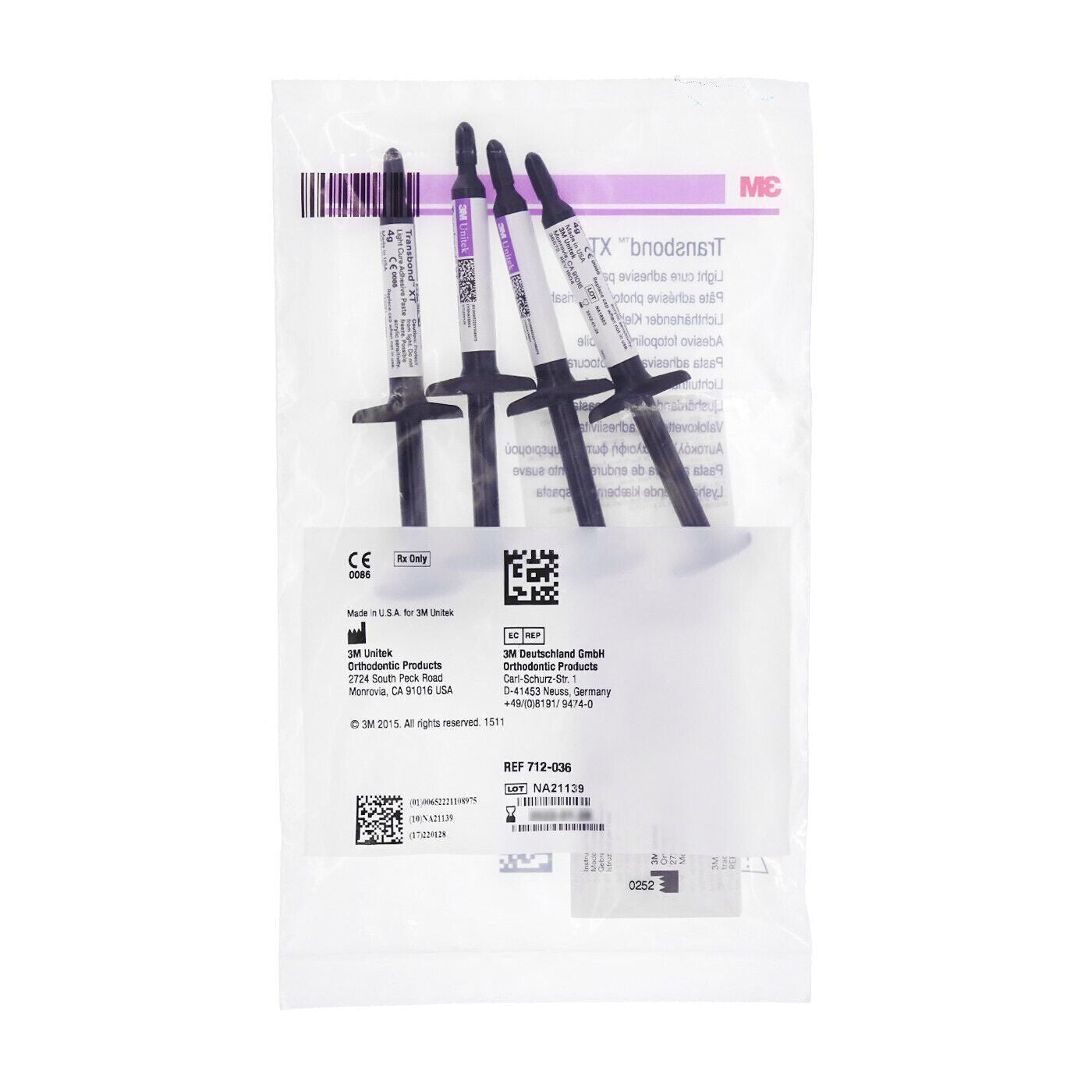 3M TransBond XT, Light Cure Adhesive, 4 g, 4/Pk, 712-036