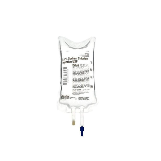 SALINE 0.9% NACL SODIUM CHLORIDE Irrigation INJECTIONS - IV BAGS #JB1322P-JB1323 - 250ml