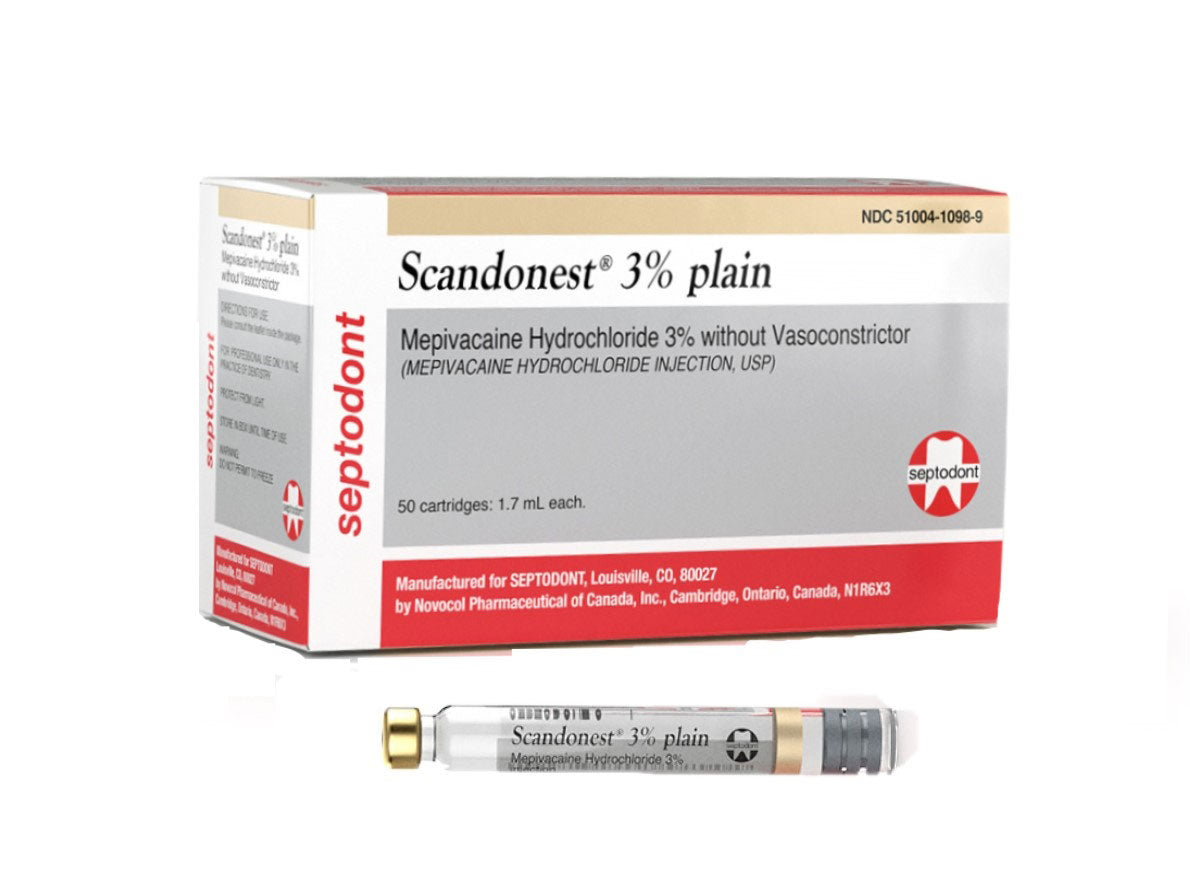 Septodont, Scandonest, 3%, Plain, Mepivacaine, 50/Bx #99203 ( Compare to Carbocaine)