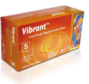 AURELIA Vibrant Latex Powder Free Exam Gloves 100/Box 10/Case #98226-98227 - Small 10/Case