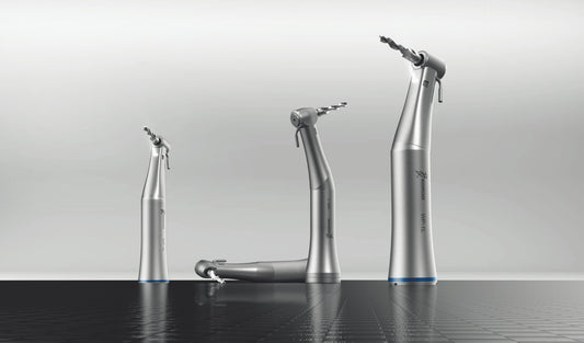Set of Woodpecker Implanter dental handpieces with contra-angle design and implant drills. Engineered for precision implant placement, these ergonomic handpieces ensure stability, torque control, and enhanced surgical accuracy for various implant procedures.
