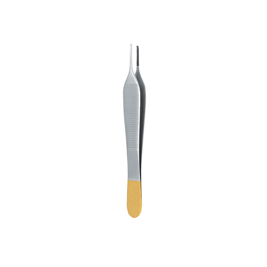 Standard Adson Forcep, Serrated, 1x2 Teeth, Tungsten Carbide, With tying platform, 12CM