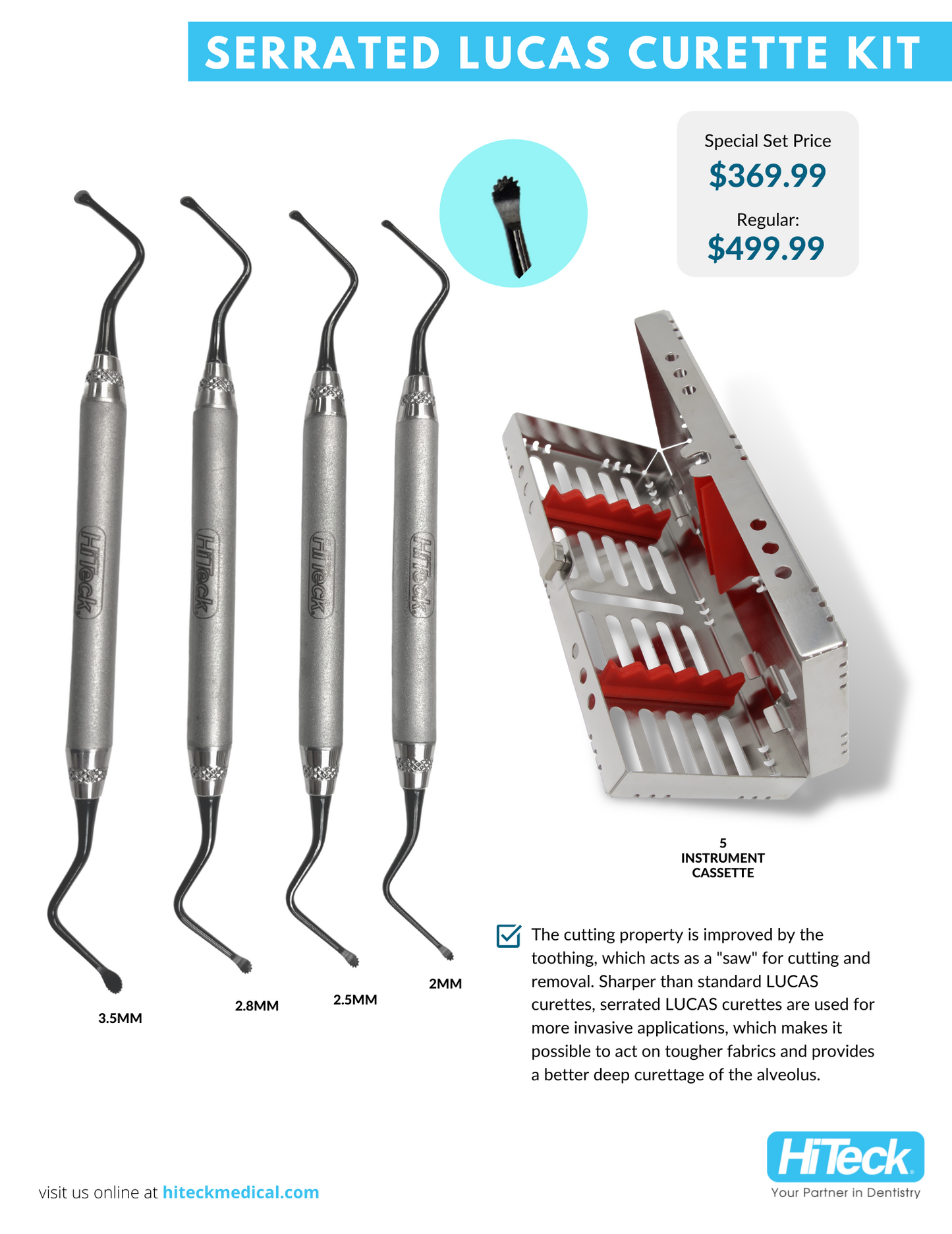 Serrated Siyah Lucas Curette Set of 4