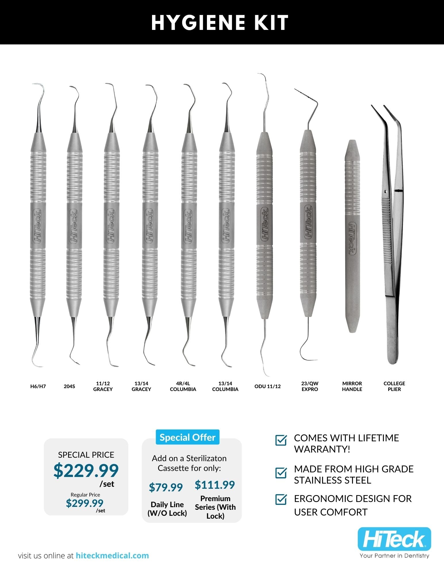 Dental Hygiene Kit Of 10 Instruments Dental Solutions   HITECKKITS 