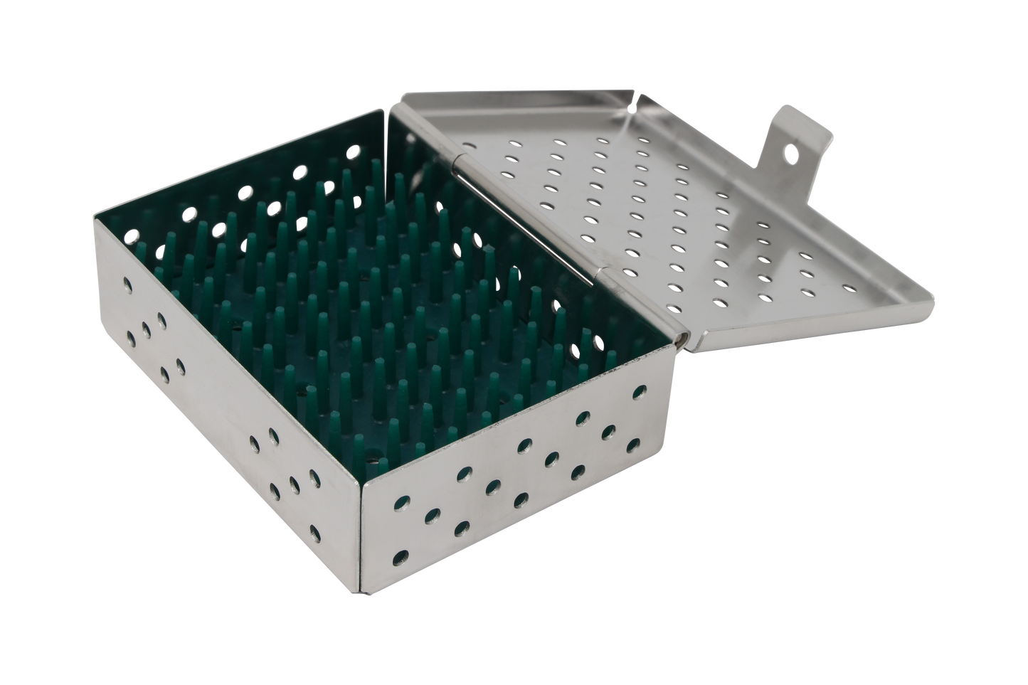 Sterilization Cassette for Clamps, Small Parts & Handpieces, With Silicone Mat - 80x60x25, Non Detachable