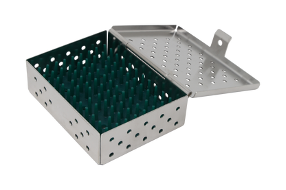 Sterilization Cassette for Clamps, Small Parts & Handpieces, With Silicone Mat - 80x60x25, Non Detachable